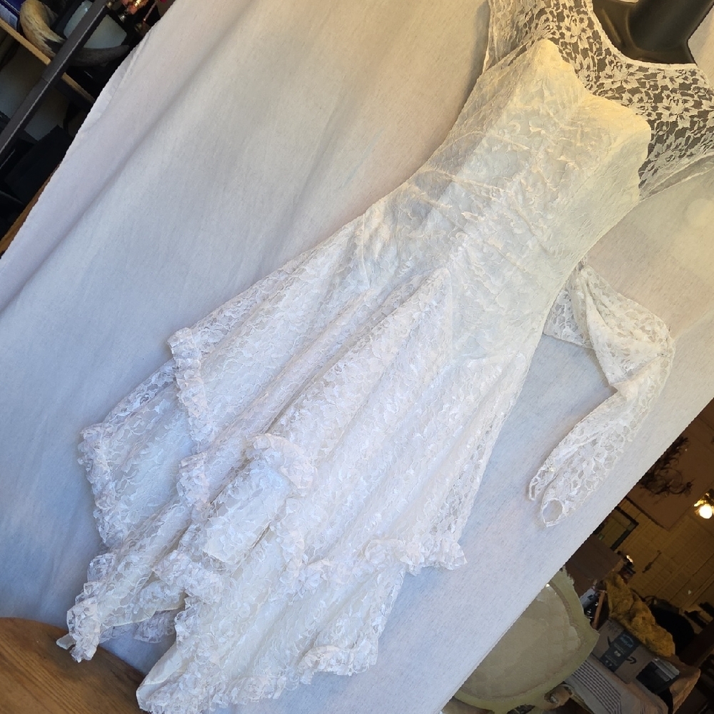 Vintage Frederick's Of Hollywood White Lace Wedding Dress